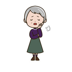 ため息をつくシニア女性　ポーズ　イラスト