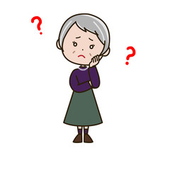 疑問　シニア女性　ポーズ　イラスト