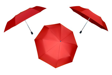 Set of red umbrellas.