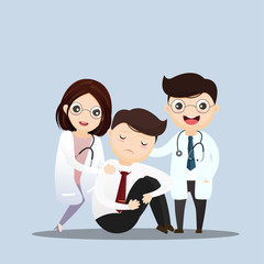 Medical care doctor raise an umbrella.