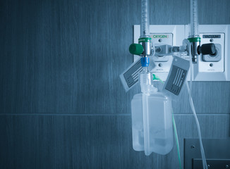 Modern equipment of the hospital:Oxygen port in patient room,concept emergency health equipment