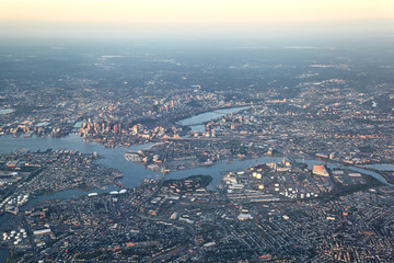 Boston, Aerial View in the early morning light