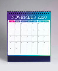 Simple desk calendar 2020 - November