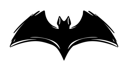 Bat with spread wings hand drawn silhouette illustration