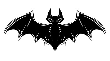 Bat with spread wings hand drawn silhouette illustration