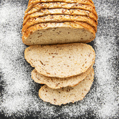 Top view of sliced bread