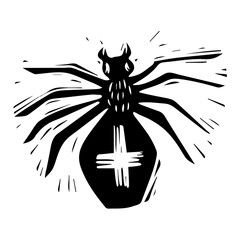 Araneus diadematus hand drawn black silhouette illustration