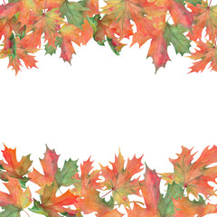 Naklejka na ściany i meble Watercolor autumn. Frame of leaves.