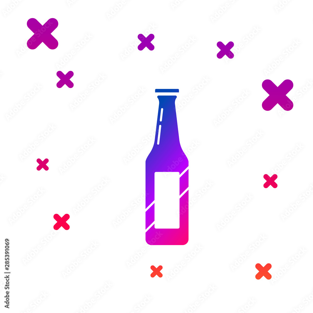 Poster color beer bottle icon isolated on white background. gradient random dynamic shapes. vector illustra