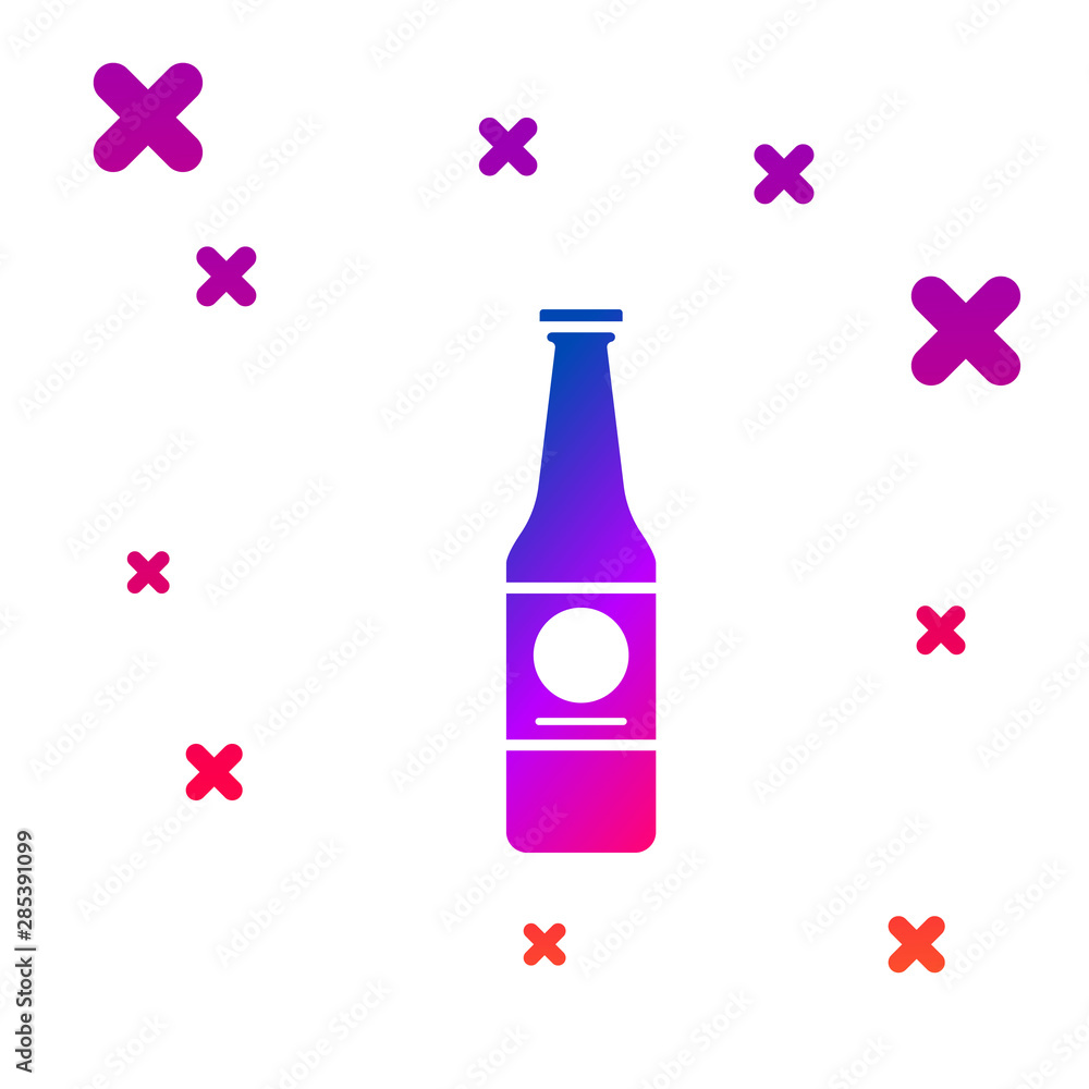 Poster color beer bottle icon isolated on white background. gradient random dynamic shapes. vector illustra