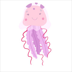 Sweet jellyfish. Hand vector illustration. Flat style