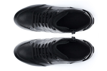 Boots isolated on white background. Top view.