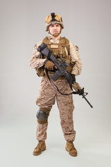 United States Army  marines ranger with assault rifle