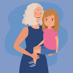 cute grandmother with smile granddaughter kid