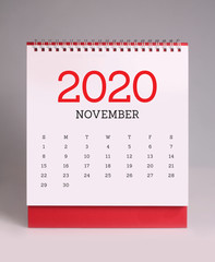 Simple desk calendar 2020 - November