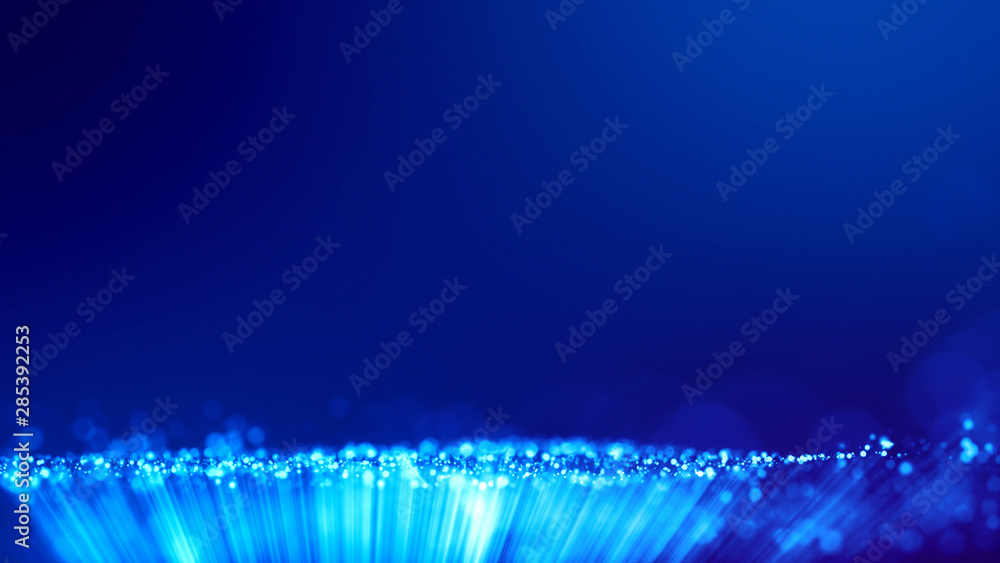 Aufkleber 3d rendering of abstract blue background with glowing particles like micro world science fiction wit