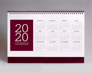 Simple desk calendar 2020