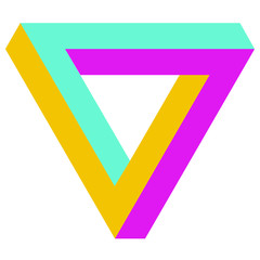 optical illusion triangle icon penrose geometric dimension color design logo illustration