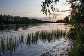 Fototapeta na wymiar River Kymijoki (Kymi) Finland at sunset