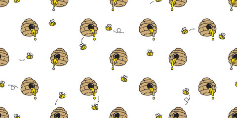 honey bee seamless pattern vector bear polar jam scarf isolated cartoon repeat background tile wallpaper illustration doodle design