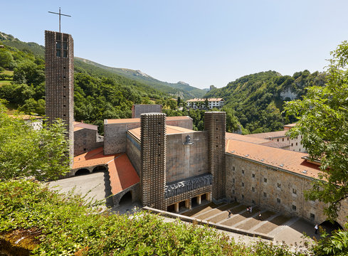 Arantzazu sanctuary exterior. Euskadi cultural and heritage. Spain