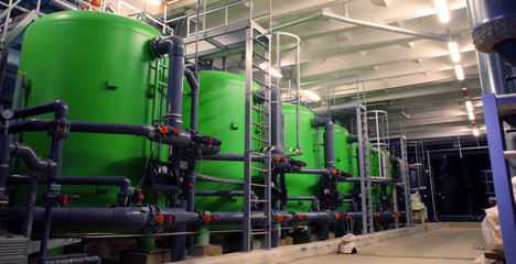 water treatment tanks at power plant