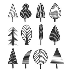 Cute black and white trees in scandinavian style.