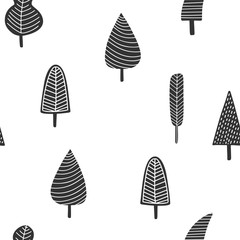 Cute black and white trees in scandinavian style.