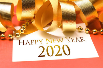 Happy new year 2020 with gold decoration.