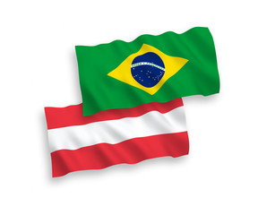Flags of Austria and Brazil on a white background