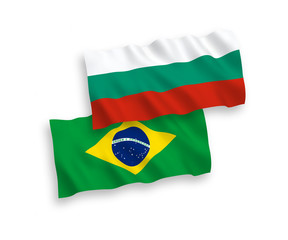 Flags of Brazil and Bulgaria on a white background