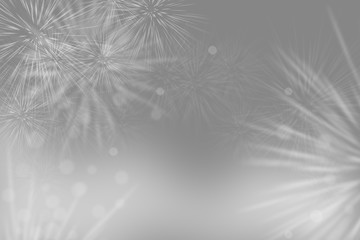 Happy New Year 2020 - New Year Shining background with white firworks with bokeh and glitter on silver background.