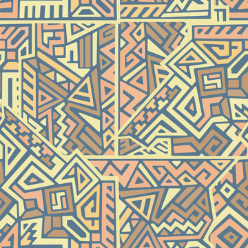 Creative ethnic style vector seamless pattern. Unique geometric vector swatch. Perfect for screen background, site backdrop, wrapping paper, wallpaper, textile and surface design. Trendy boho tile.