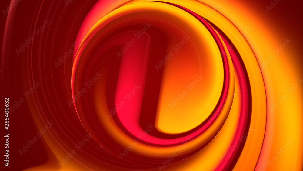 Poster 3d rendering of abstract background with red orange yellow twisted gradient of colors. beautiful mix