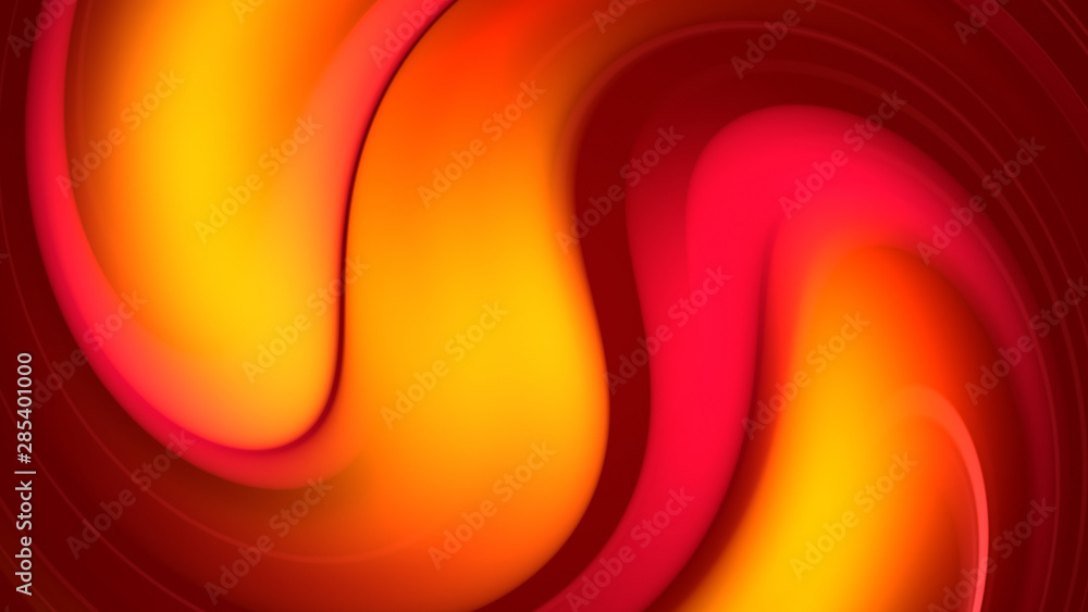 Poster 3d rendering of abstract background with red orange yellow twisted gradient of colors. beautiful mix