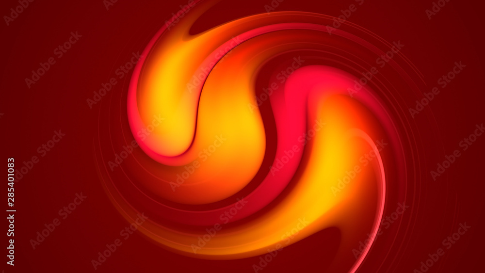 Poster 3d rendering of abstract background with red orange yellow twisted gradient of colors. beautiful mix