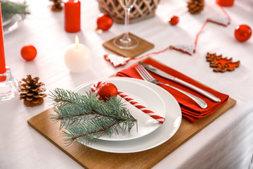 Beautiful table setting for Christmas dinner