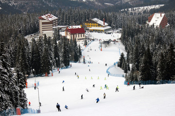 people skiing and ski resort