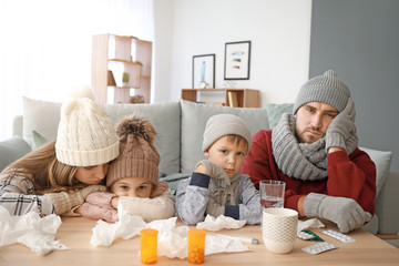 Family ill with flu at home