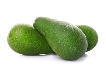 Ripe avocados on white background