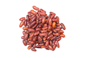Pile of red kidney bean, canned beans isolated on white background, Top view.