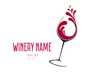 Glass of Wine with splash logo design