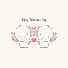 Cute couple Elephant fall in love.
