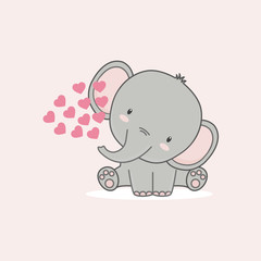 The little elephant with pink hearts for Valentine's day.