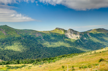 Fototapeta na wymiar Panorama from the Puy Mary mountain, Cantal, France