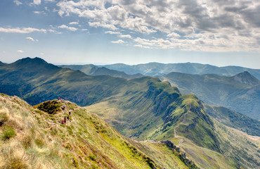 Panorama from the Puy Mary mountain, Cantal, France