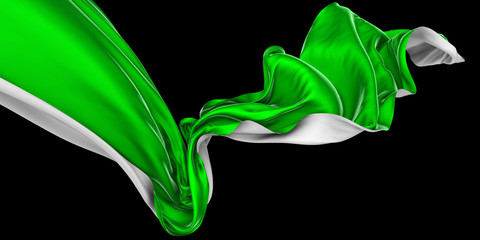 Wavy fabric on a black background. 3D rendering.