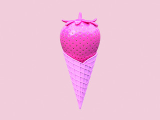 abstract pink ice cream cartoon style 3d render