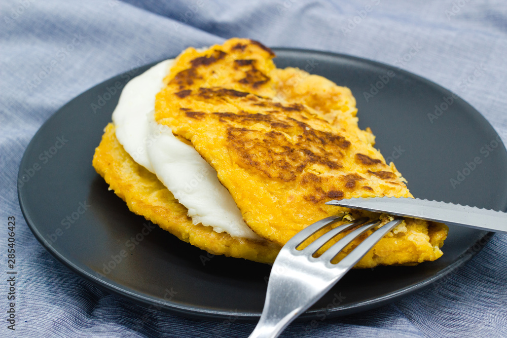 Wall mural cachapas, also known as chorreadas, ready to eat. cachapa is traditional food from venezuela, costa 