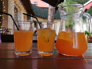 Citrus cold lemonade of their oranges, tangerines